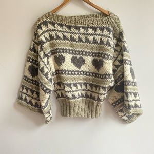 Hearts wide arm cozy vintage sweater